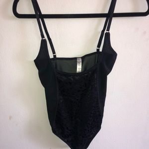 Black mesh cheetah print  bodysuit